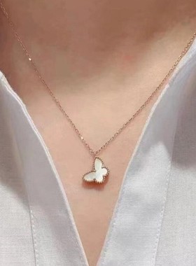 贝母蝴蝶999纯银项链女轻奢小众 2025年新款爆款锁骨链送闺蜜女友