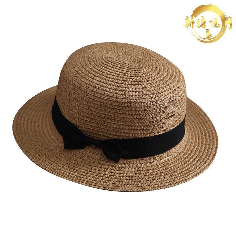 时尚巴拿檐平礼帽男遮阳帽子马草帽顶平夏天出游太阳帽女士百搭潮,淘宝优惠券,粉丝福利购,淘宝优惠卷