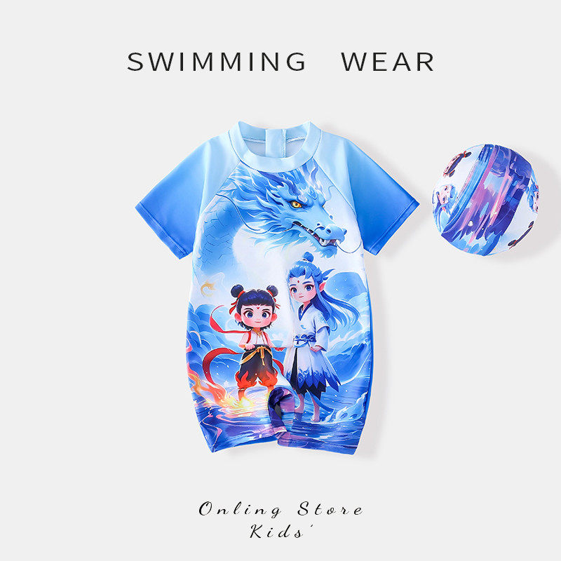 儿童泳衣男童哪吒2025新款宝宝泳装海边度假速干男孩连体游泳衣,淘宝优惠券,粉丝福利购,淘宝优惠卷