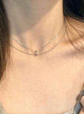 999纯银莫比乌斯环项链女轻奢小众高级感双层叠戴锁骨链生日礼物