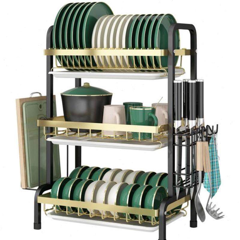 碳钢碗架沥水架晾放碗筷碗碟碗盘用品收纳盒厨房置物架3层,淘宝优惠券,粉丝福利购,淘宝优惠卷