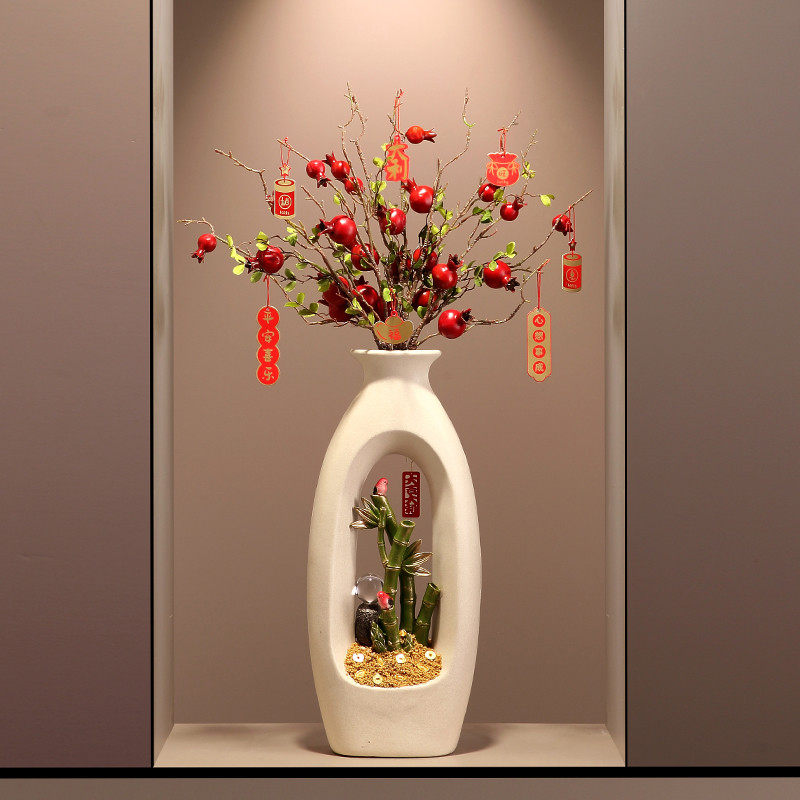 入户进门屏风摆件大号花瓶落地客厅玄关电视柜高级感插花乔迁装饰,淘宝优惠券,粉丝福利购,淘宝优惠卷
