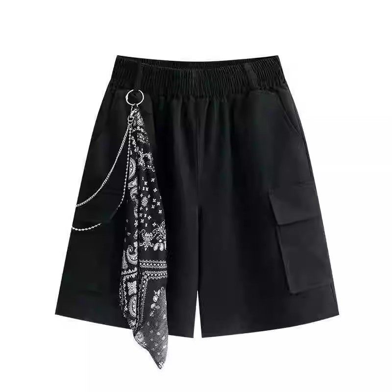 2024夏季男女套装韩版宽松设计感拼接衬衫帅气工装五分裤两件套潮,淘宝优惠券,粉丝福利购,淘宝优惠卷