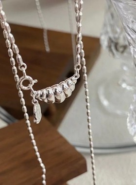 999纯银牛角包项链女轻奢小众极简2025新款爆款足银颈链生日礼物