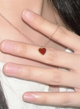 999纯银爱心项链女轻奢小众设计2025新款爆款镶钻红玛瑙颈链闺蜜