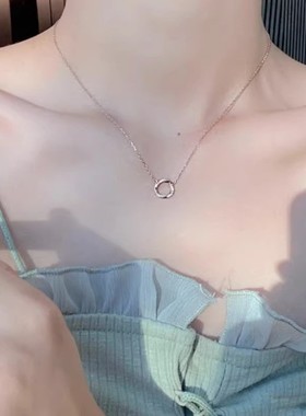 莫比乌斯环999纯银项链女款轻奢小众高级感锁骨链送闺蜜生日礼物