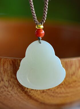 纯天然玉石佛公吊坠项链送礼物