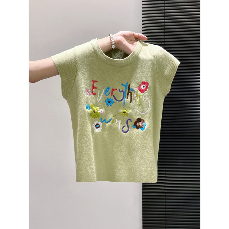 小飞袖针织短袖T恤女2025夏季新款修身显瘦别致绝美无袖小衫上衣 - 图2