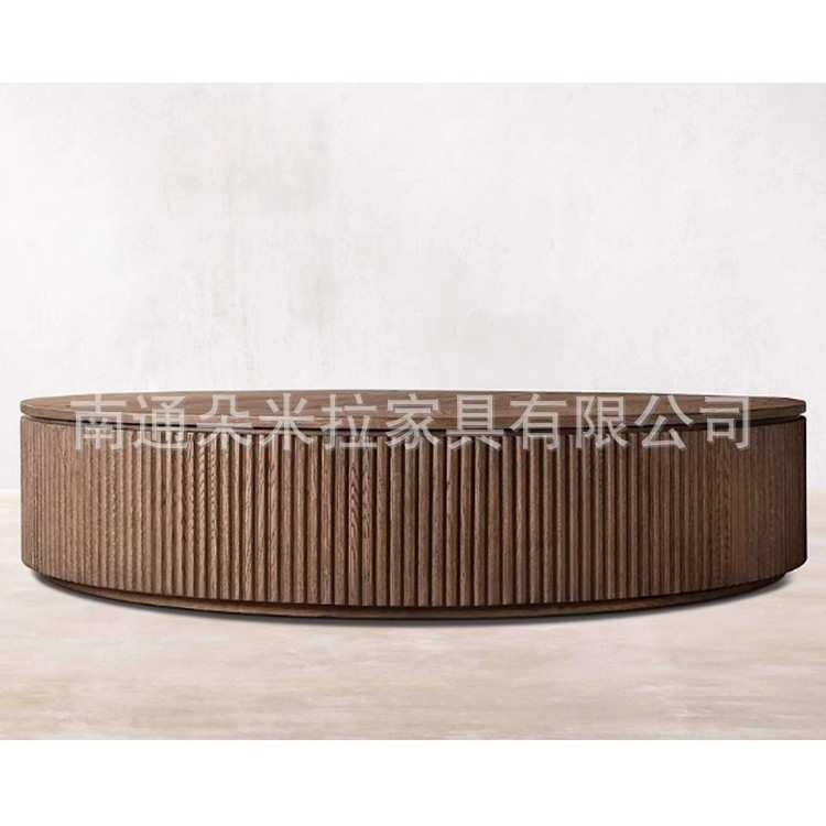 RH简约实木客厅圆形茶几现代酒店复古圆咖啡桌外贸出口工厂直销,淘宝优惠券,粉丝福利购,淘宝优惠卷