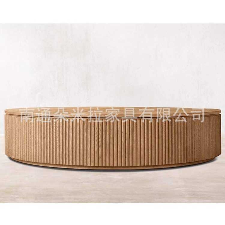 RH简约实木客厅圆形茶几现代酒店复古圆咖啡桌外贸出口工厂直销,淘宝优惠券,粉丝福利购,淘宝优惠卷