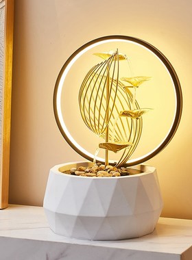 风水轮流水生财摆件循环水办公室装饰品乔迁新居礼品W开业礼物高