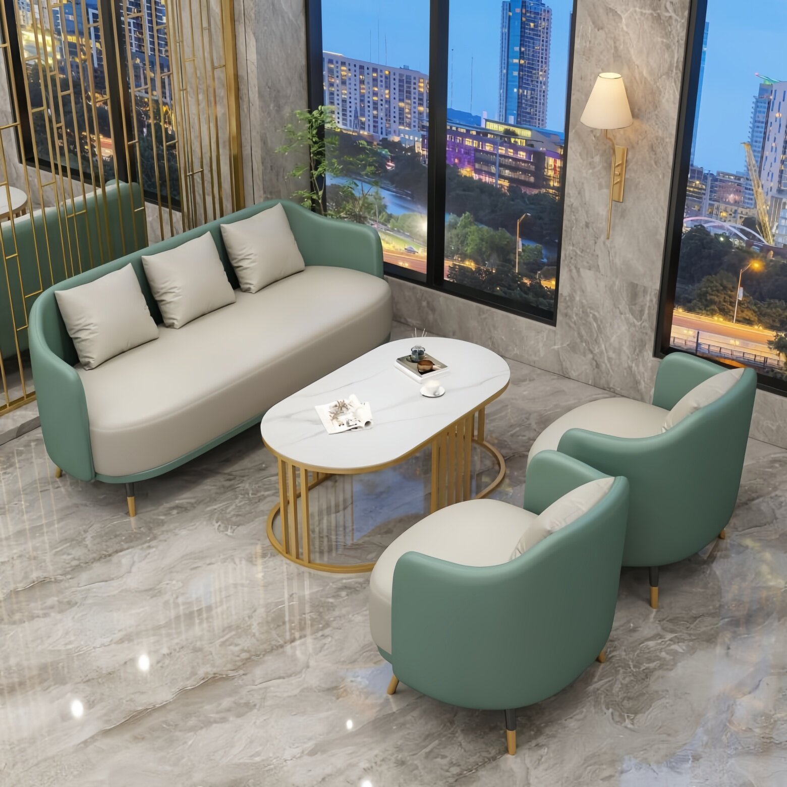 酒店商务接待沙发休息区美容院会客售楼处办公室休闲洽谈桌椅组合,淘宝优惠券,粉丝福利购,淘宝优惠卷