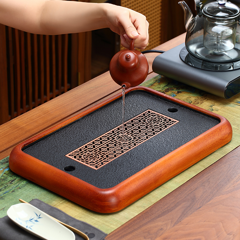 高档仿乌金石茶盘家用茶台沥水盘茶托盘茶具2024新款茶海套装干泡 - 图1