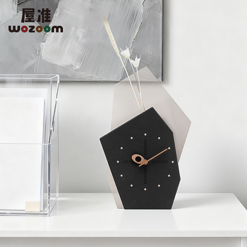 WOZOOM屋准北欧轻奢创意时钟入户玄关摆台式钟表客厅电视柜装饰品,淘宝优惠券,粉丝福利购,淘宝优惠卷