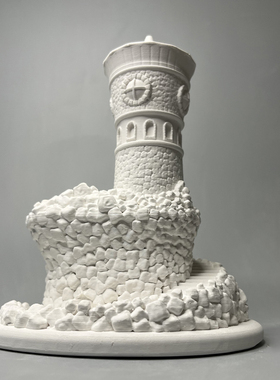 轻奢ins灯塔微景观创意艺术家B居装饰桌面扩香石氛围摆件石膏模型