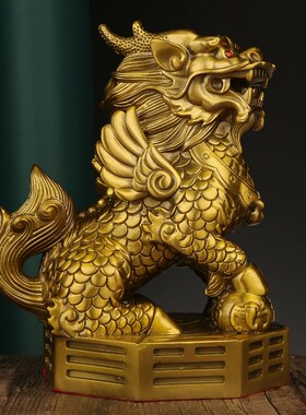 快速发货纯铜麒麟摆件一对 铜麒麟 E大号踩八卦麒麟工艺品礼品家