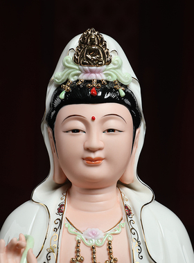 速发陶瓷16吋金陀座西方三圣观音大势至菩萨佛像阿弥刚摆像佛件