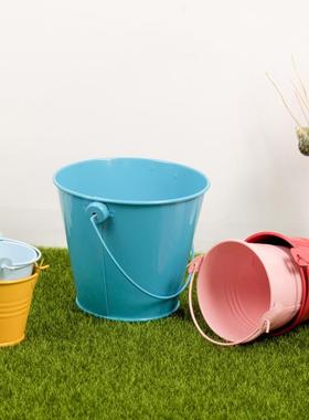厂家盆栽马口铁彩色迷你小铁桶创意工艺摆件儿童手提红色铁桶