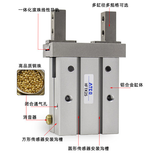 单动手指气缸HFTK6/HFSK10 16 20 25 32 40平行夹爪开闭 - 图0