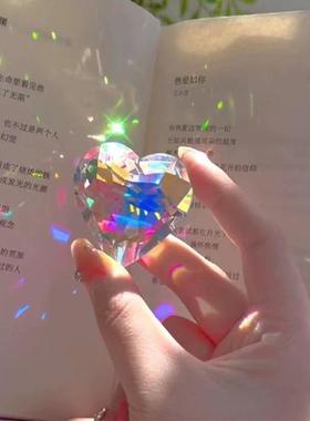 跨境内销爱心太阳捕手挂件水晶吊坠棱镜彩虹礼物挂饰装饰