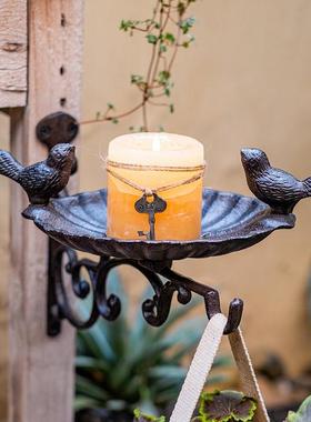 铸铁工艺品铁艺挂钩小鸟欧式古典怀旧风格庭院花园鸟食盆吊篮壁挂