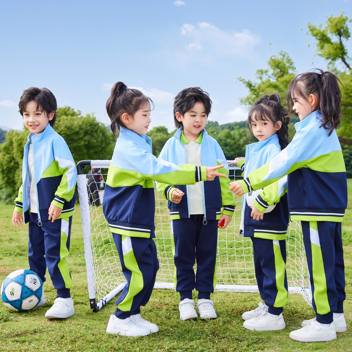 学院风杏色校服套装小学生运动会春秋款班服三件套幼儿园园服夏季