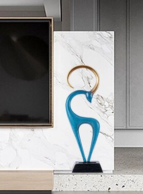 鹿雕塑摆件客厅玄关壁龛电视柜两边大型J落地轻奢高级感艺术装饰