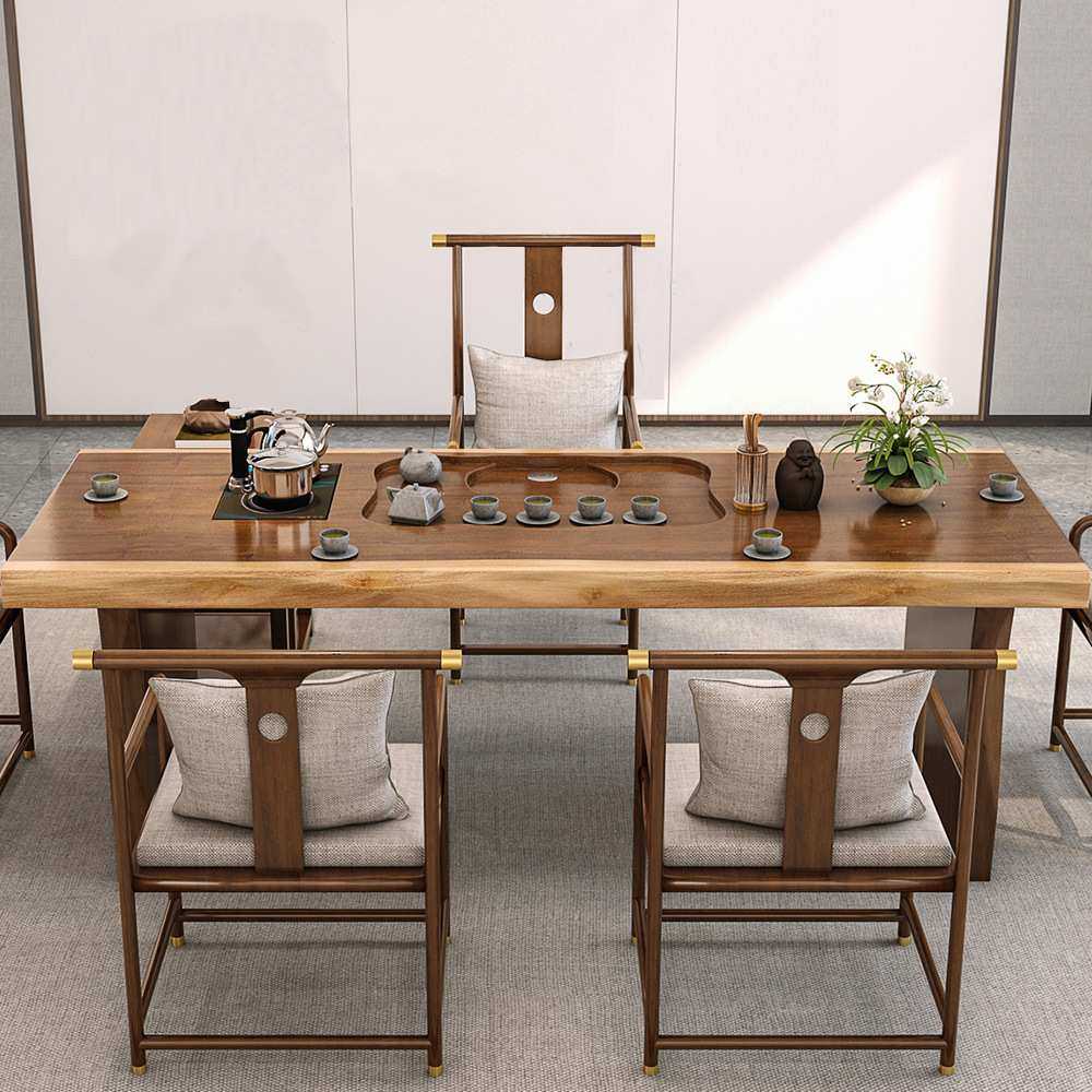 新中式实木大板茶桌办公室禅意功夫茶台家用休闲泡茶桌椅组合,淘宝优惠券,粉丝福利购,淘宝优惠卷