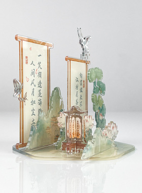 定制中式古风亚克力立牌摆件桌面装饰饰品家居送礼立体插卡中国风