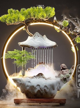 流水摆件循环水倒j装饰开业乔迁新居礼物礼品客厅桌面高级感档轻