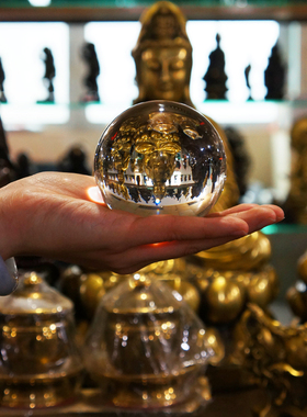 紫色粉色绿蓝黄水晶球摆件白色透C明玻璃圆球魔术摄影大小乔迁送