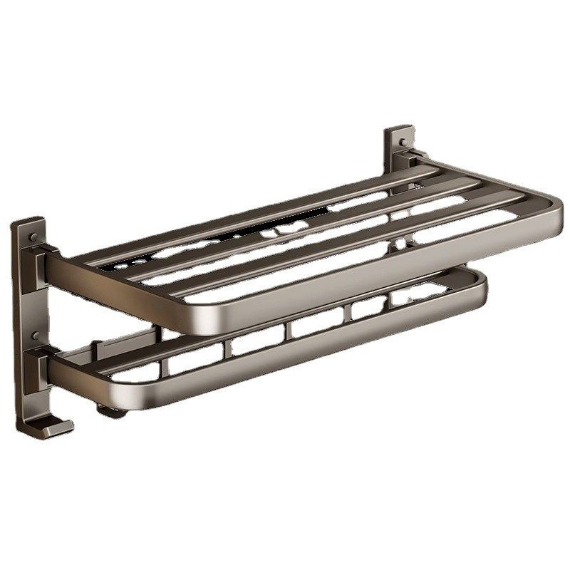 枪灰毛巾架免打孔卫生间浴巾架壁挂浴室L置物架子太空铝五金挂件,淘宝优惠券,粉丝福利购,淘宝优惠卷