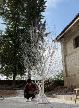 白色仿真许愿树干婚庆布置 落地装饰真树M枝造景 酒店仿真枯树杆