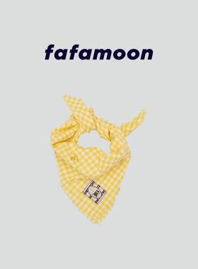 【2026秋冬新品】fafamoon设计师品牌朝阳格刺绣流苏大方巾