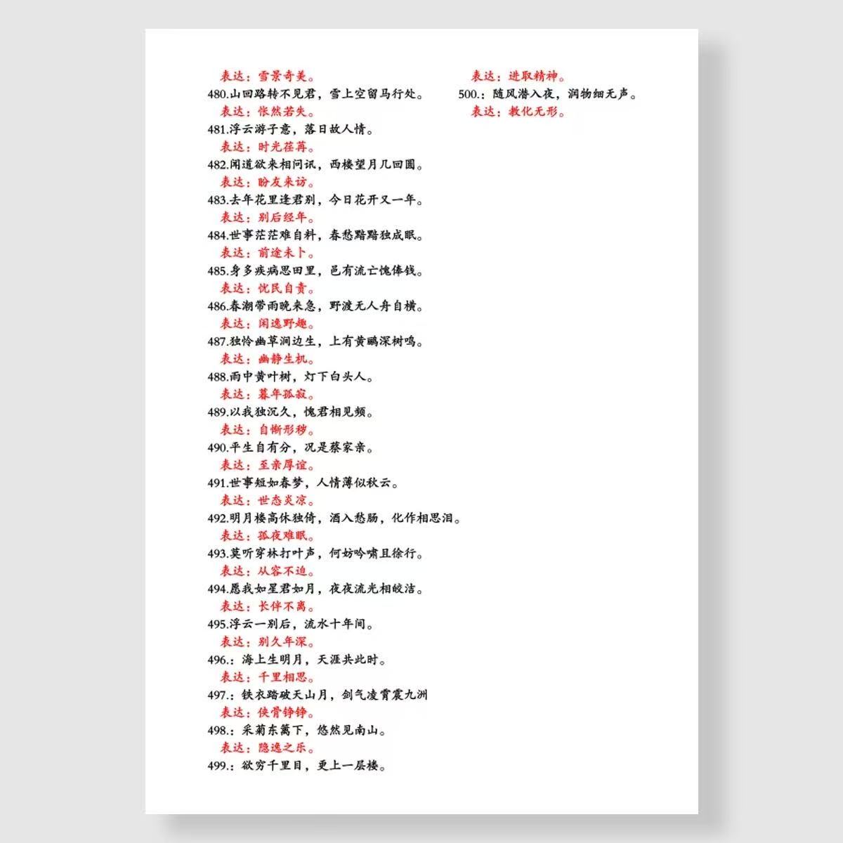 积累诗词500句背下来满腹经纶古诗词经典诗词小学初中高中精编 - 图3
