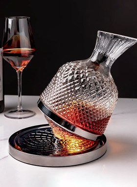 水晶旋转醒酒器酒柜家居装饰品摆件红酒架轻奢高档大气客厅餐边柜