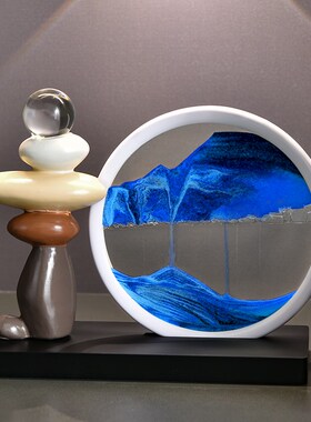 时来运转流沙画摆件玄q关客厅电视柜酒柜办公室轻奢高档高级装饰