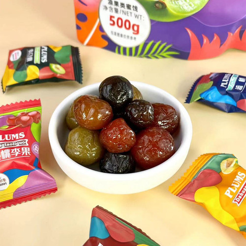缤纷彩虹梅500g独立包装网红爆款酸甜解腻果脯干零食青梅休闲食品 - 图2