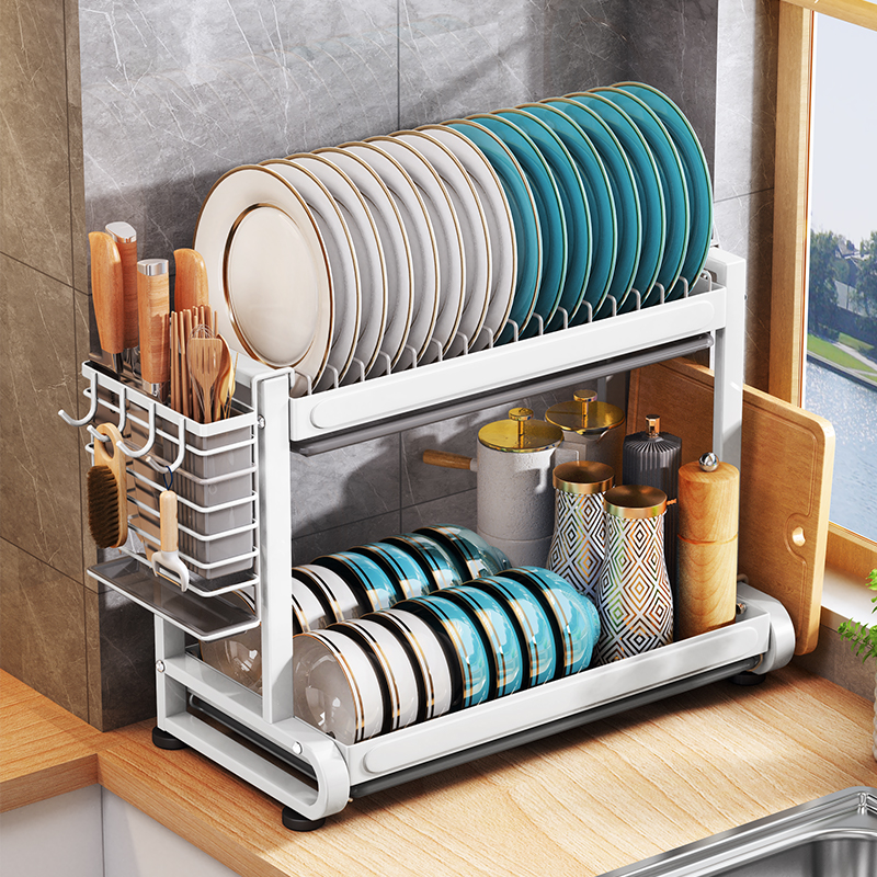 厨房碗碟收纳架碗架沥水架家用小型多功能台面碗筷碗盘碗柜收纳架 - 图1