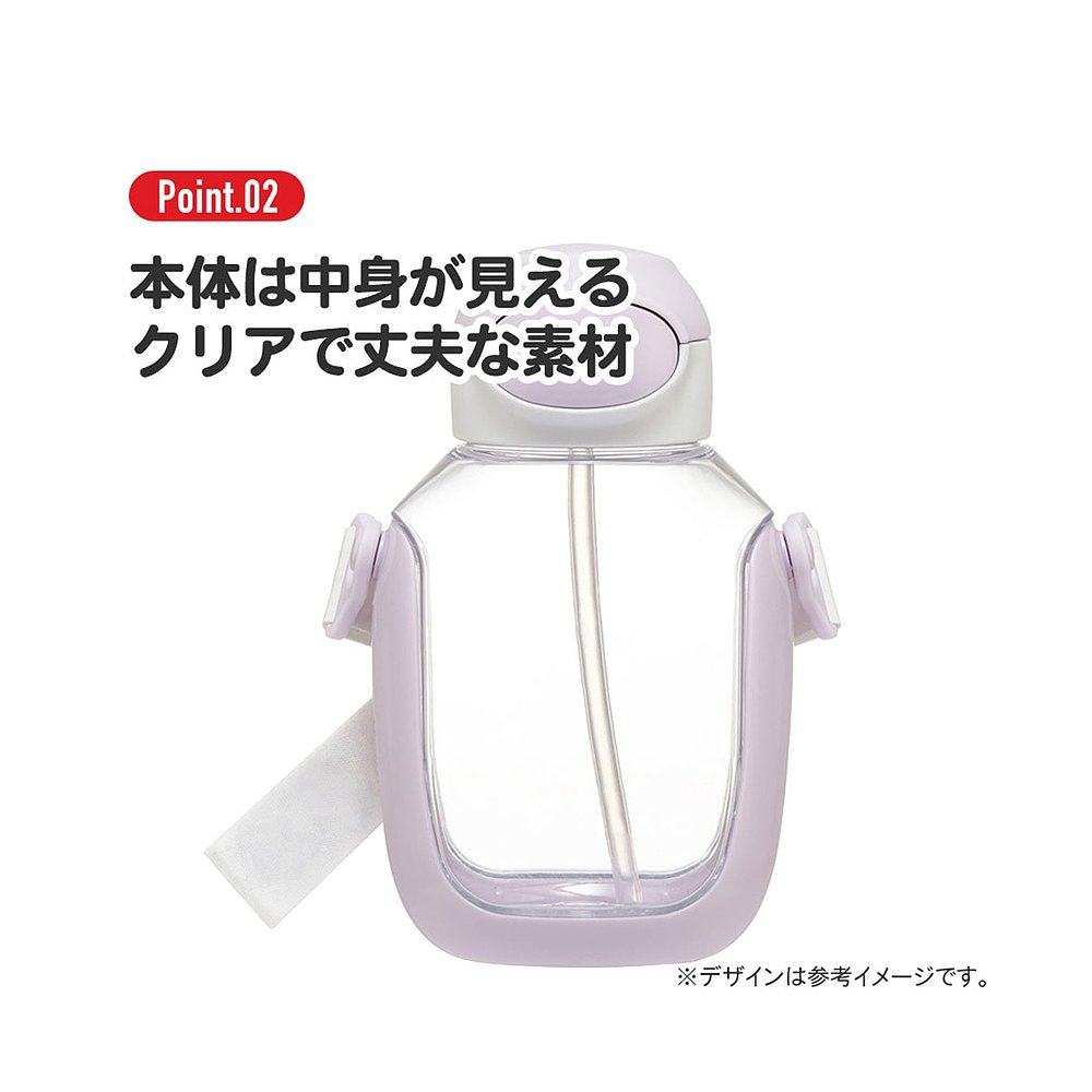 日本直邮儿童530毫升水壶一键式透明水壶配有吸管肩带和姓名贴纸P,淘宝优惠券,粉丝福利购,淘宝优惠卷