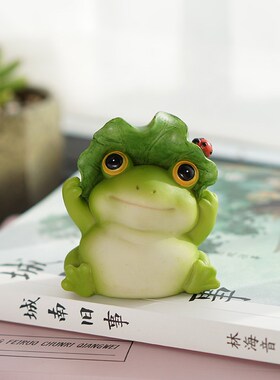 可爱青蛙摆件治愈l系情绪稳定工位桌面解压手办汽车装饰品女生礼