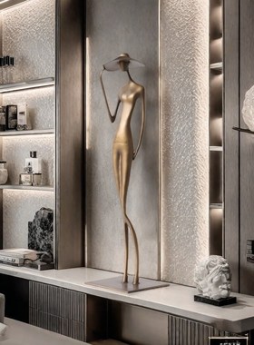 抽象人物艺术雕塑摆件q轻奢高档客厅玄关意式桌面小众创意工艺品