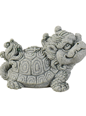 创意运财小龙龟茶宠m茶玩摆件青砂石鱼缸造景盆栽茶桌茶台桌面装