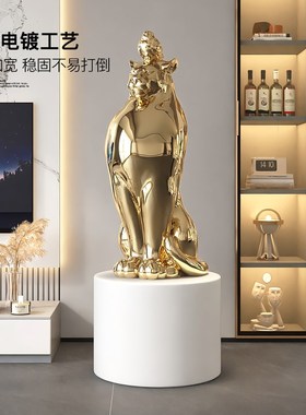 动物大型落地摆件入户玄关轻奢雕塑装饰客厅O电视柜旁楼梯开业乔