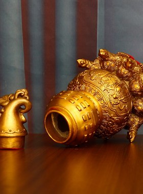 纯铜天医葫芦摆件九龟葫芦真品大铜E葫芦卧室客厅摆件开盖开口空