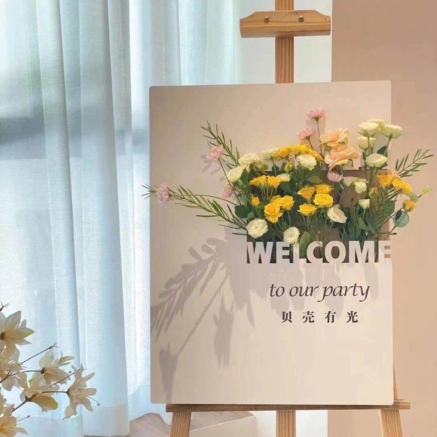 网红立体花艺迎宾牌婚礼指引牌立式展示架生日派对布置kt板,淘宝优惠券,粉丝福利购,淘宝优惠卷