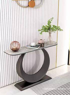 意式轻奢岩板玄关桌进门入户靠墙客厅酒店现代简约摆件落地金属