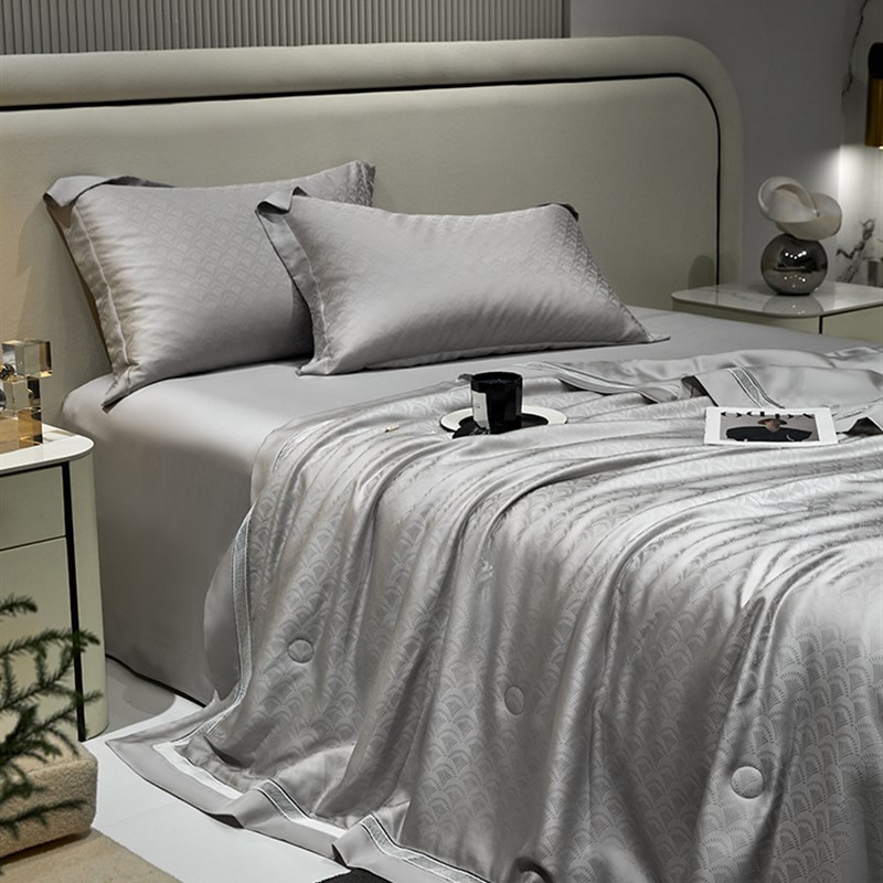 夏季高端140支天丝夏凉被四件套冰丝双人薄被可水洗空调被子被芯 - 图1