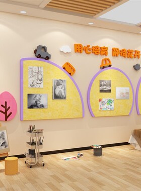 幼儿园墙面装饰楼梯大厅环创主题布E置材料作品展示板毛毡文化走