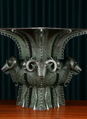 纯铜四羊方尊摆j件青铜鼎仿古青铜器中式办公室客厅开业乔迁礼品